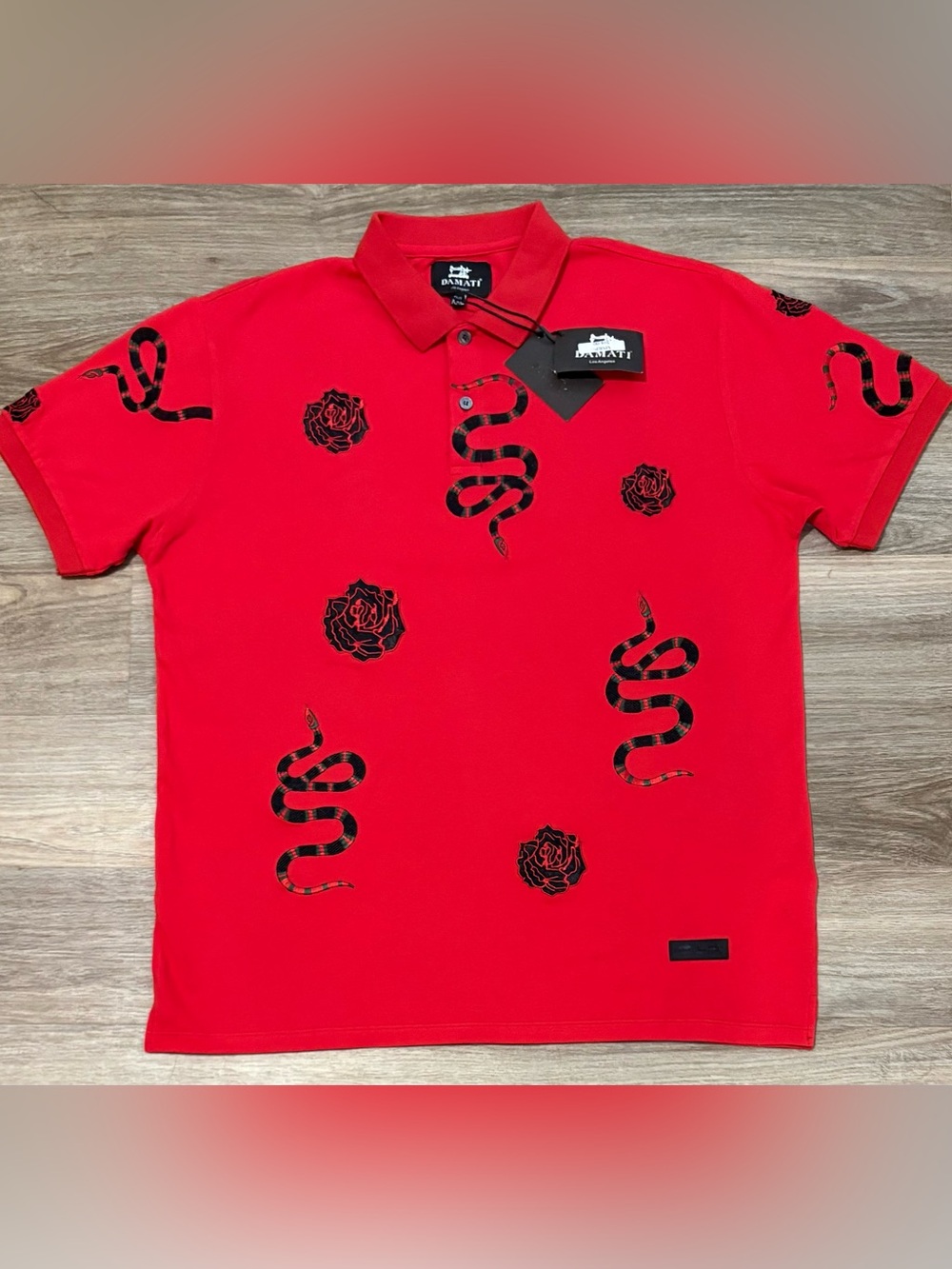 Affliction & Ecko Unltd Style Embroidered Snakes & Rose Luxury Polo MSRP $98 New